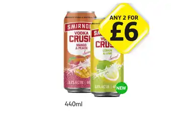 Londis Smirnoff Vodka Crush Mango & Peach, Lemon & Lime offer
