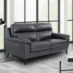 Costco Grace Dark Grey Leather Power Reclining Large 2 Seater Sofa offer