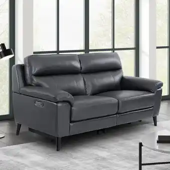 Costco Grace Dark Grey Leather Power Reclining Large 2 Seater Sofa offer