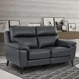 Costco Grace Dark Grey Leather Power Reclining 2 Seater Sofa offer