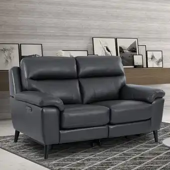 Costco Grace Dark Grey Leather Power Reclining 2 Seater Sofa offer