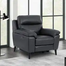 Costco Grace Dark Grey Leather Power Reclining Armchair offer