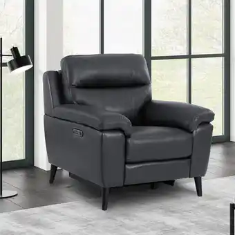 Costco Grace Dark Grey Leather Power Reclining Armchair offer