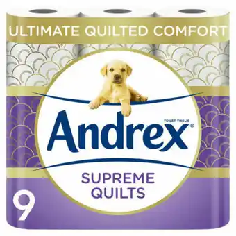 Asda Andrex Supreme Quilts Toilet Roll 9 Rolls offer