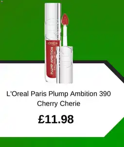 Asda L'Oreal Paris Plump Ambition 390 Cherry Cherie offer