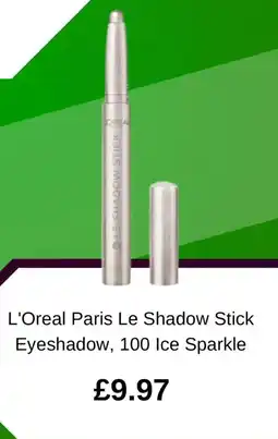 Asda L'Oreal Paris Le Shadow Stick Eyeshadow, 100 Ice Sparkle offer