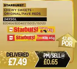 Bestway STARBURST Chewy sweets - original/fave reds offer