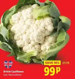 Lidl British Cauliflower offer