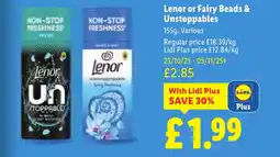 Lidl Lenor or Fairy Beads & Unstoppables offer