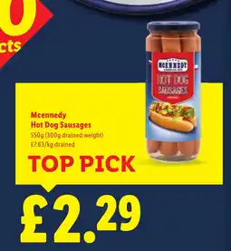 Lidl Mcennedy Hot Dog Sausages offer