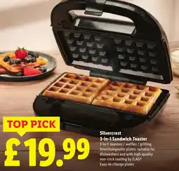 Lidl Silvercrest 3-in-1 Sandwich Toaster offer