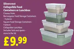 Lidl Silvercrest Collapsible Food Containers or Lunchbox offer