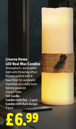 Lidl Livarno Home LED Real Wax Candles offer