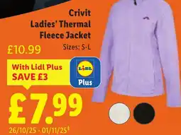 Lidl Crivit Ladies' Thermal Fleece Jacket offer