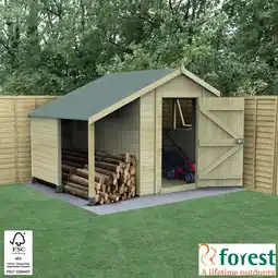 Costco Forest Garden Timberdale 8ft x 6ft (2.47 x 1.85m) Tongue & Groove Wooden Storage Shed with Log Store offer