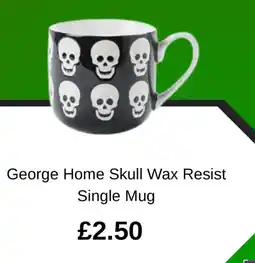 Asda George Home Skull Wax Resist Single Mug offer