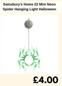 Sainsbury's Sainsbury's Home 22 Mini Neon Spider Hanging Light Halloween offer