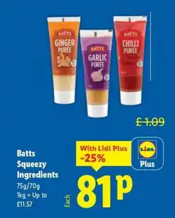 Lidl Batts Squeezy Ingredients offer
