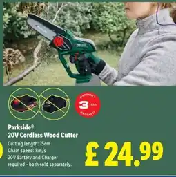 Lidl Parkside 20V Cordless Wood Cutter offer