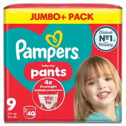 Iceland Pampers Baby-Dry Nappy Pants Size 9, 40 Nappies, 19kg+, Monthly Pack offer