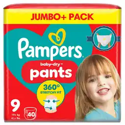 Iceland Pampers Baby-Dry Nappy Pants Size 9, 40 Nappies, 19kg+, Monthly Pack offer