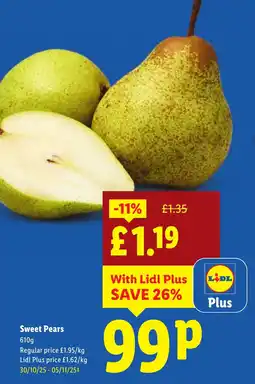 Lidl Sweet Pears offer