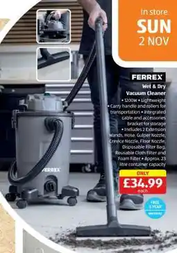 Aldi FERREX Wet & Dry Vacuum Cleaner offer