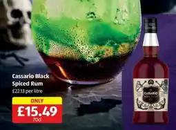 Aldi Cassario Black Spiced Rum offer