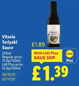 Lidl Vitasia Teriyaki Sauce offer