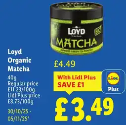 Lidl Loyd Organic Matcha offer