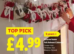 Lidl Livarno home Felt Advent Calendar offer