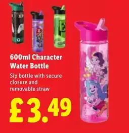 Lidl 600ml Character Water Bottle offer