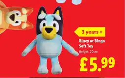 Lidl Bluey or Bingo Soft Toy offer