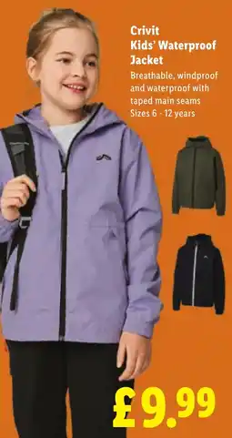 Lidl Crivit Kids' Waterproof Jacket offer