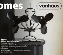 Lidl Vonhaus 6 Blade Double Stove Fan offer