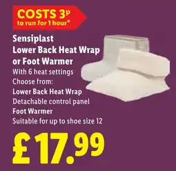 Lidl Sensiplast Lower Back Heat Wrap or Foot Warmer offer