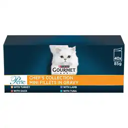 Iceland GOURMET Perle Chef's Collection Mini Fillets in Gravy Wet Cat Food 40x85g offer