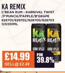 Bestway KA REMIX C'bean rum - karnival twist /f'punch/p'apple/b'grape offer