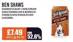 Bestway BEN SHAWS Shandy/cloudy l'ade/cream soda/dandelion & burdock offer