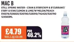 Bestway MAC B Still spring water-cran & r'bry/app & b'currant/ s'bry & kiwi/lemon & lime/w'melon/peach offer