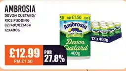 Bestway AMBROSIA Devon custard/ rice pudding offer