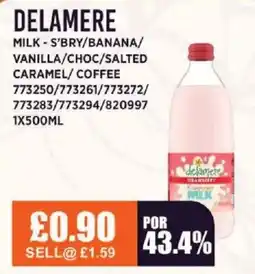 Bestway DELAMERE Milk - s'bry/banana/ vanilla/choc/salted caramel/coffee offer