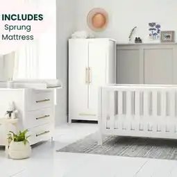 Costco Tutti Bambini Tivoli 4 Piece Nursery Set with Sprung Mattress, White offer