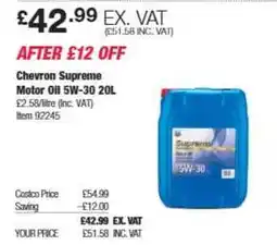 Costco Chevron Supreme Motor Oil 5W-30 20L offer