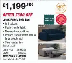 Costco Lucas Fabric Sofa Bed offer