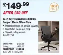 Costco La-Z-Boy TrueWellness Infinite Support Mesh Office Chair offer