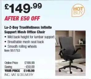 Costco La-Z-Boy TrueWellness Infinite Support Mesh Office Chair offer