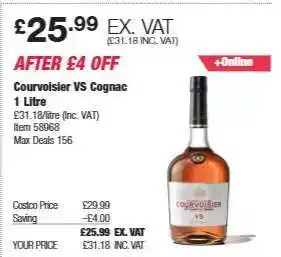 Costco Courvoisier VS Cognac offer