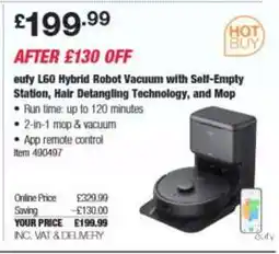 Costco eufy L60 Hybrid Robot Vacuum with Self-Empty Station offer