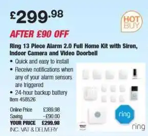 Costco Ring 13 Piece Alarm 2.0 Full Home Kit with Siren, Indoor Camera and Video Doorbell offer